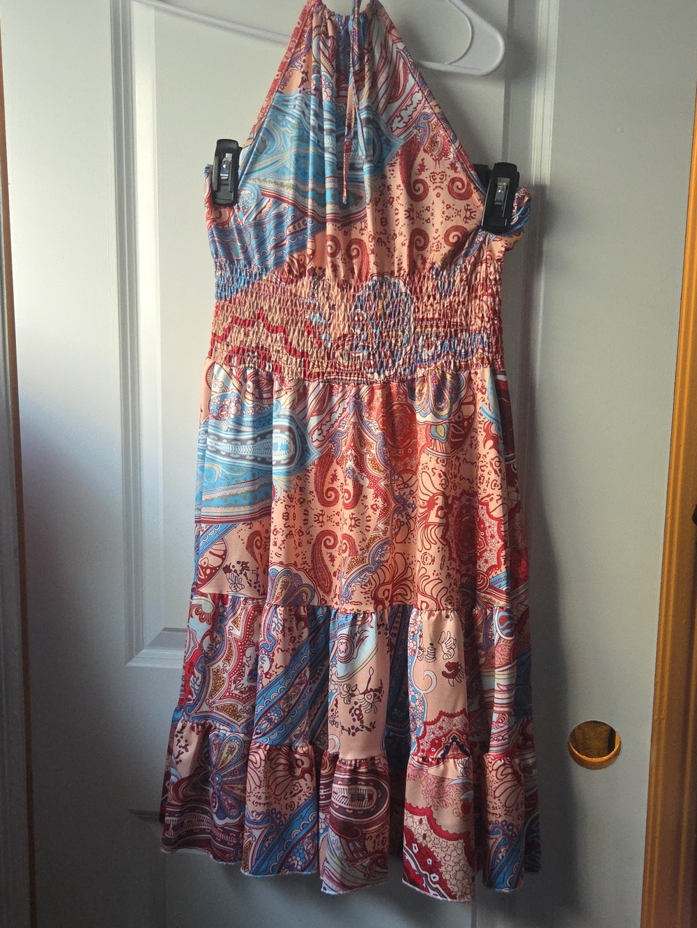 Halter Paisley Print Maxi Dress in Multicolor